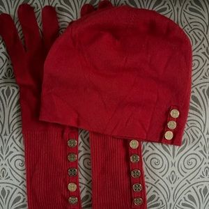 Tory Burch Red Hat and Gloves